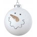 Χριστουγεννιάτικη Γυάλινη Μπάλα Λευκή με Χιονάνθρωπο (8cm)
